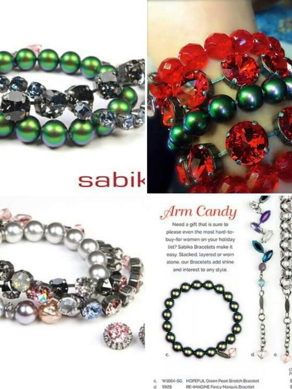 Sabika Green Pearl Stretch Bracelet